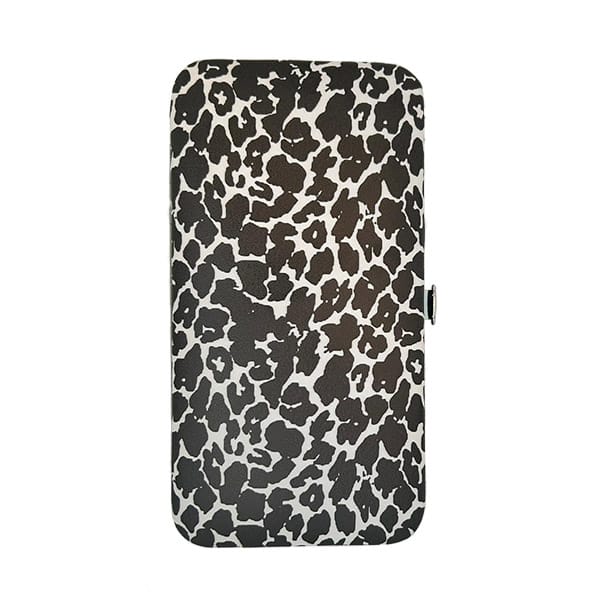 black and white leopard manicure set case